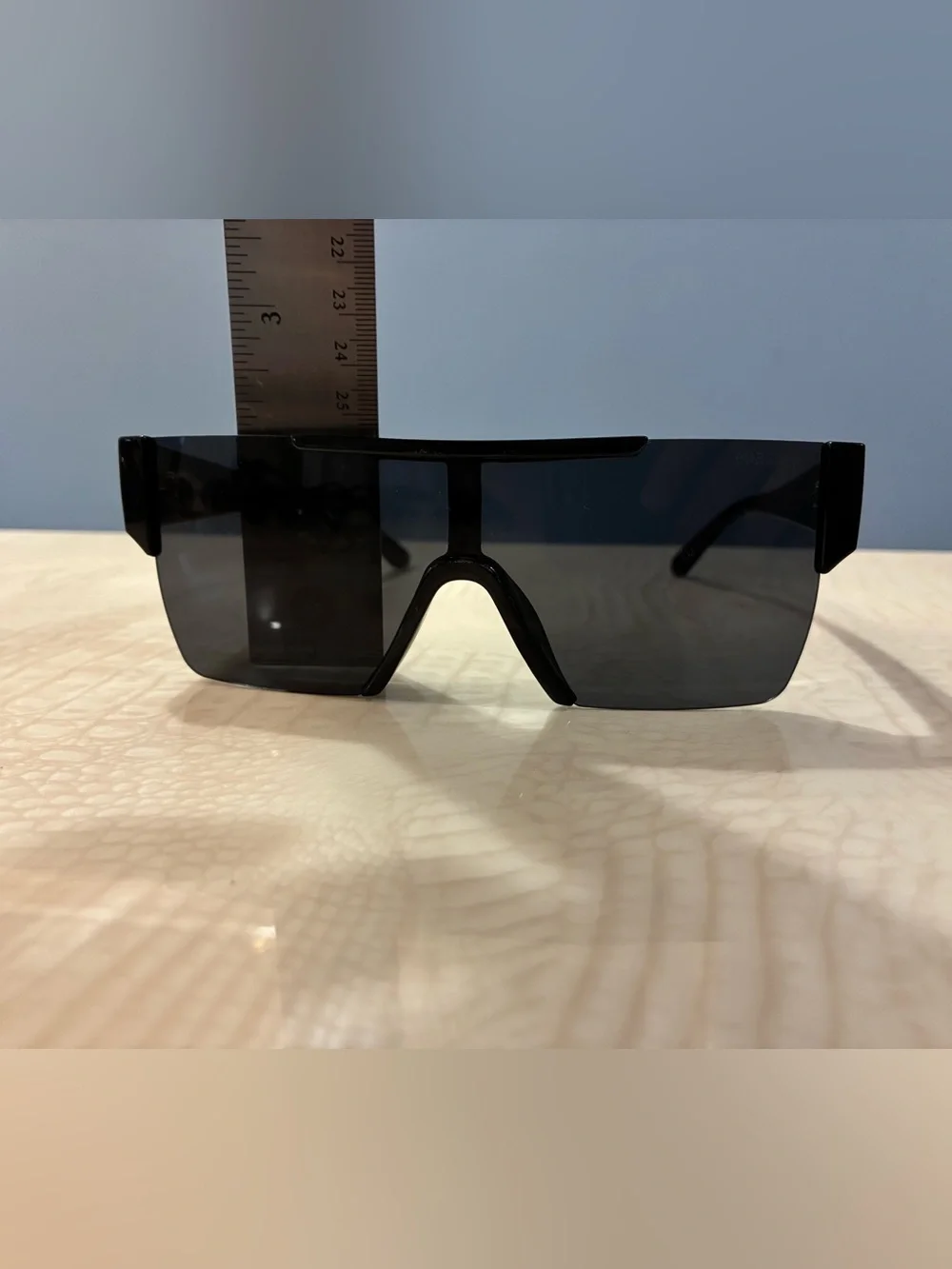 Burberry Black Shield Sunglasses with Signature Striped Temples - Picture 10 of 13